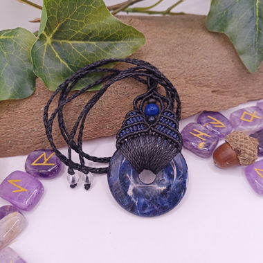 Makramee Lapislazuli Halskette