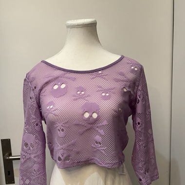 Lilac Mesh Top with Skull Pattern 