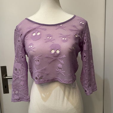 Lilac Mesh Top with Skull Pattern 