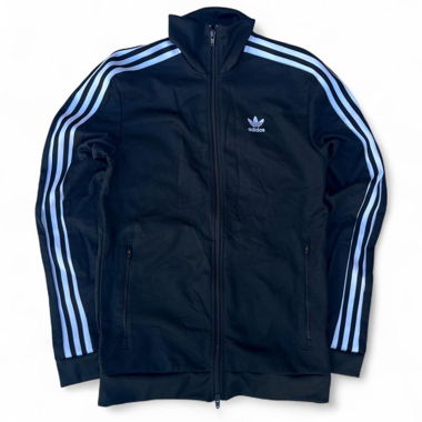 Felpa nera Y2K con zip e strisce Adidas