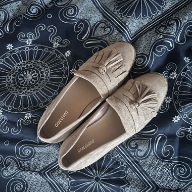 Beige Loafer mit Fransen