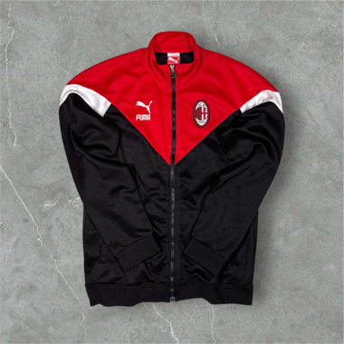 vintage ac milan puma trackjackeg in black/red