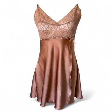 Slipkleid aus Satin mit Spitze (M)