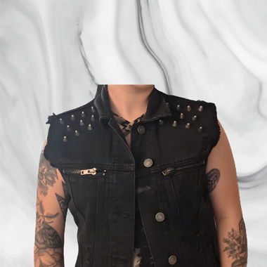 Gilet en jean biker avec clous killstar