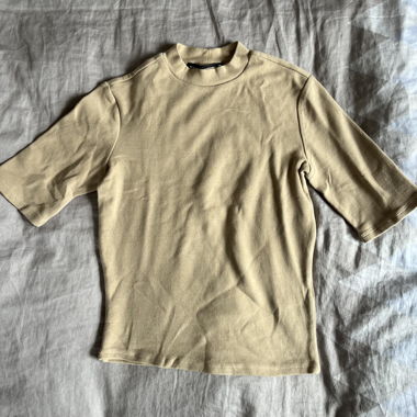 pull manches courtes beige 