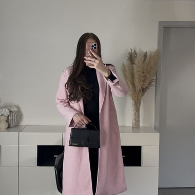 Cappotto lungo rosa pastello