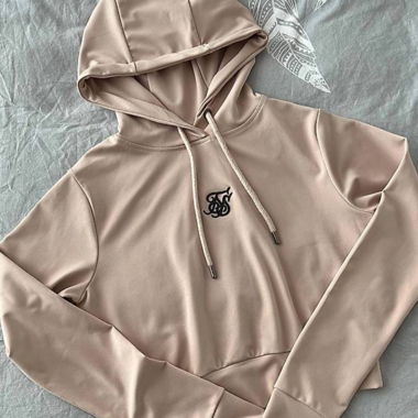 Felpa con cappuccio corta SIKSILK beige, taglia 34