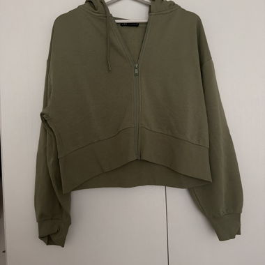 Felpa con zip verde oliva