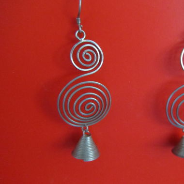 Silver Coiled Earrings, Bali