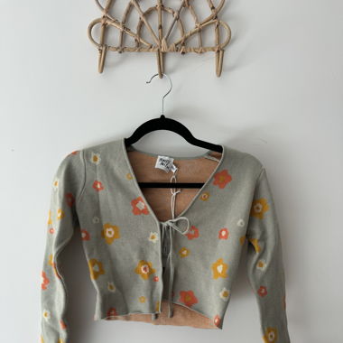 Flower Tie-front Cardigan