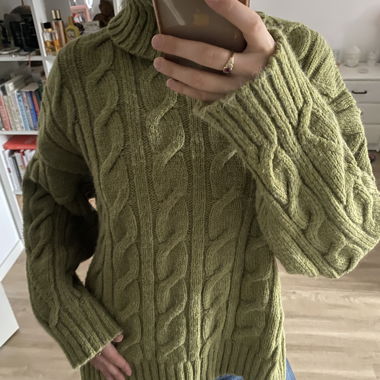 Pull à col roulé vert