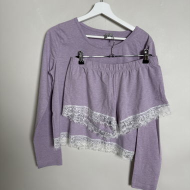 Lilac Lace Trim Two-Piece Set