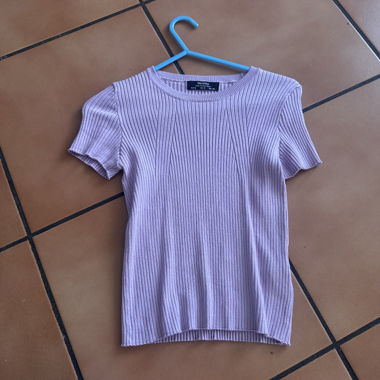 Top côtelé Bershka lilas
