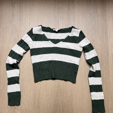 Striped knit pullover subdued