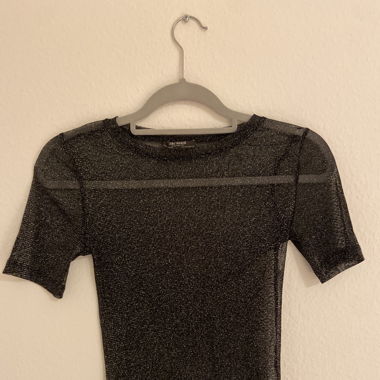 Glitzende Transparente Disco Party T-Shirt XS