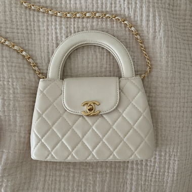 kelly bag, white & gold