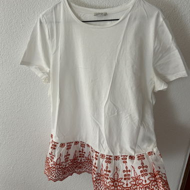 Cotton T-Shirt with Embroidery, OLTRE
