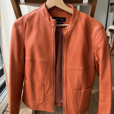 Massimo Dutti leather jacket – Orange (Size M, genuine leather)