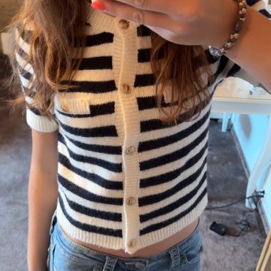Gina Tricot gilet court à manches courtes rayé XS