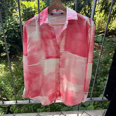 Camicia Zara rosa in raso con bottoni