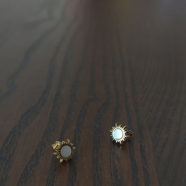 Boucles d'oreilles Holzkern nacre rose et or