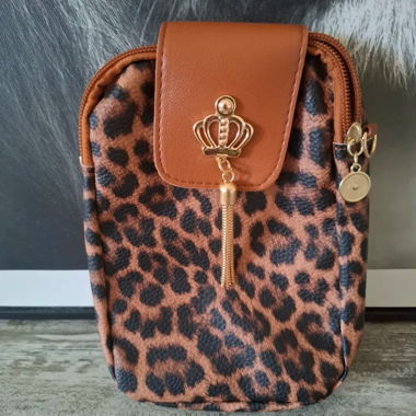 Borsa a tracolla con stampa leopardata