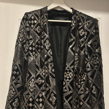Velvet Blazer with Gold Sequins