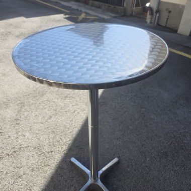 Runder Edelstahl-Barhocker H 112 cm, Platte 60 cm