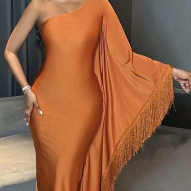 One-Shoulder Glamour Dress mit Fransen