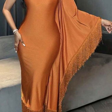 One-Shoulder Glamour Dress mit Fransen
