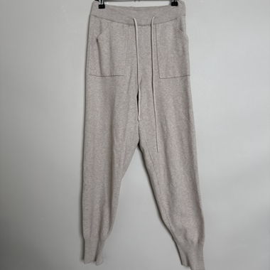 Beige knit jogger pants