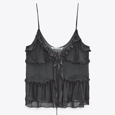 zara top with ruffles