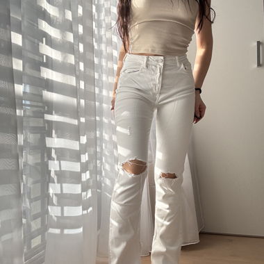 zara flared jeans white