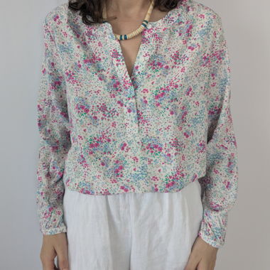 Blusa floreale a maniche lunghe taglia M