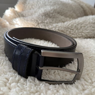 Dark Blue Leather Belt