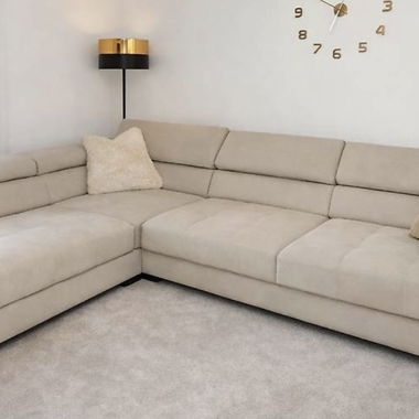 Corner sofa / seating area beige with ottoman