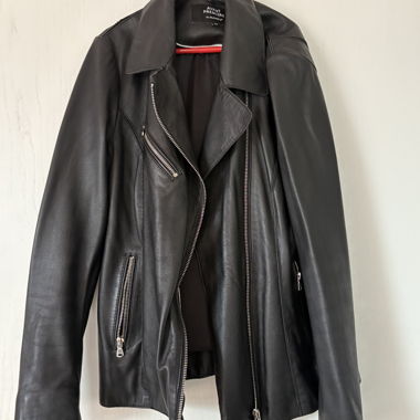Veste motard en simili cuir noir