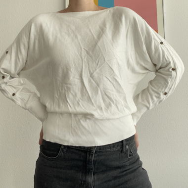 Maglione in punto sottile bianco JEAN PASCALE M