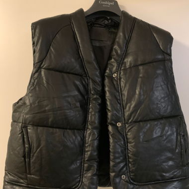 Black Padded Faux Leather Vest from C&A