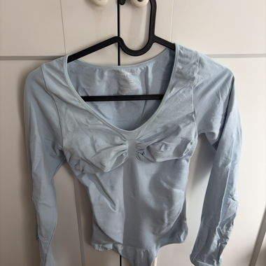 Light Blue Long-Sleeve Bodysuit (Creamy Fabrics)