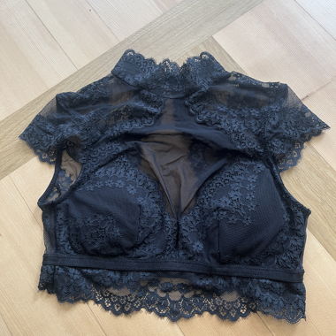 Top reggiseno in pizzo nero