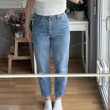Jeans bleus taille haute