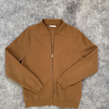 Brauner Reissverschluss-Cardigan