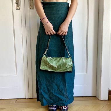 Borsa baguette in jacquard verde – stile Y2K
