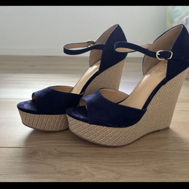 Navy Wedge Sandals