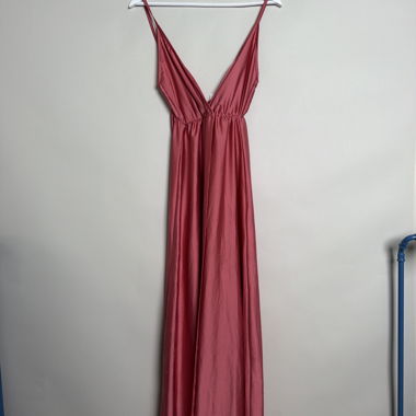 Pink Satin Maxi Dress