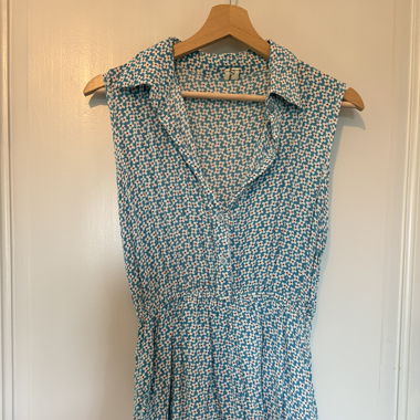 Robe chemise bleu imprimé fleurs 