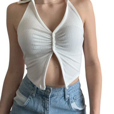 Top Bianco a Coste