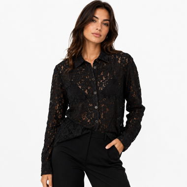 Elegante schwarze Spitzenbluse von Zara
