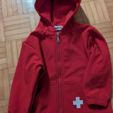 Giacca in pile rossa per bambino con cappuccio tg. 98